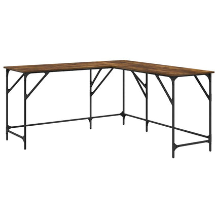 Skrivbord rökfärgad ek 149x149x75 cm konstruerat trä