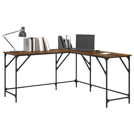 Skrivbord rökfärgad ek 149x149x75 cm konstruerat trä