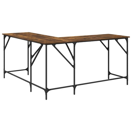Skrivbord rökfärgad ek 149x149x75 cm konstruerat trä