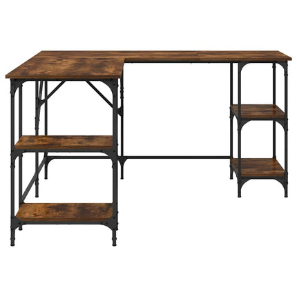 Skrivbord rökfärgad ek 139x139x75 cm konstruerat trä