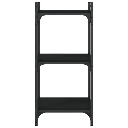 Bokhylla 3 hyllplan svart 40x30x86 cm konstruerat trä