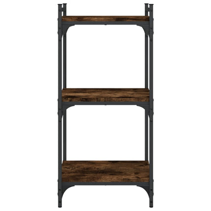 Bokhylla 3 hyllplan rökfärgad ek 40x30x86 cm konstruerat trä