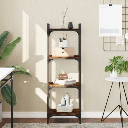 Bokhylla 4 hyllplan rökfärgad ek 40x30x120 cm konstruerat trä