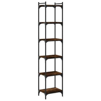 Bokhylla 6 hyllplan rökfärgad ek 40x30x188 cm konstruerat trä