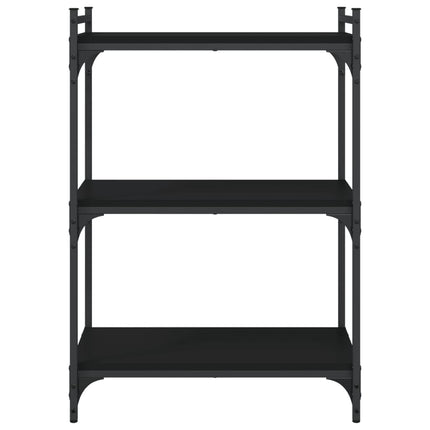 Bokhylla 3 hyllplan svart 60x30x86 cm konstruerat trä