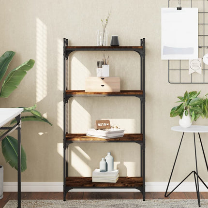 Bokhylla 4 hyllplan rökfärgad ek 60x30x120 cm konstruerat trä