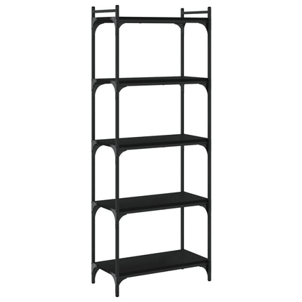 Bokhylla 5 hyllplan svart 60x30x154 cm konstruerat trä