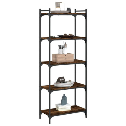 Bokhylla 5 hyllplan rökfärgad ek 60x30x154 cm konstruerat trä