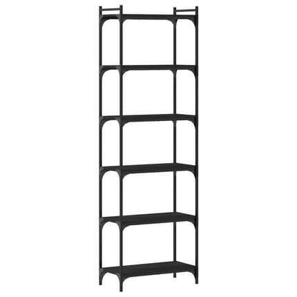 Bokhylla 6 hyllplan svart 60x30x188 cm konstruerat trä