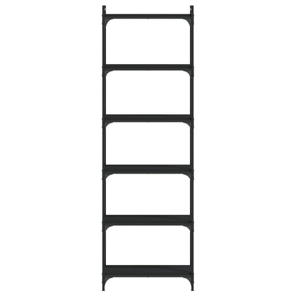 Bokhylla 6 hyllplan svart 60x30x188 cm konstruerat trä