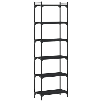 Bokhylla 6 hyllplan svart 60x30x188 cm konstruerat trä