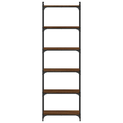 Bokhylla 6 hyllplan brun ek 60x30x188 cm konstruerat trä