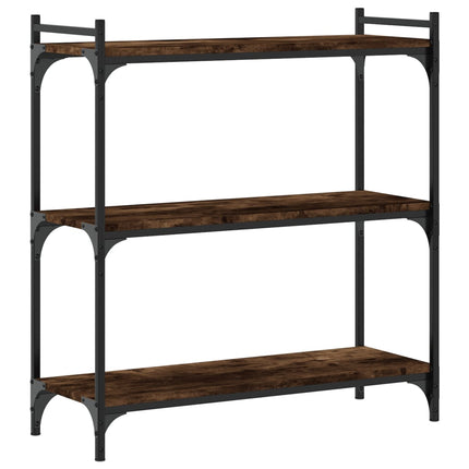Bokhylla 3 hyllplan rökfärgad ek 80x30x86 cm konstruerat trä