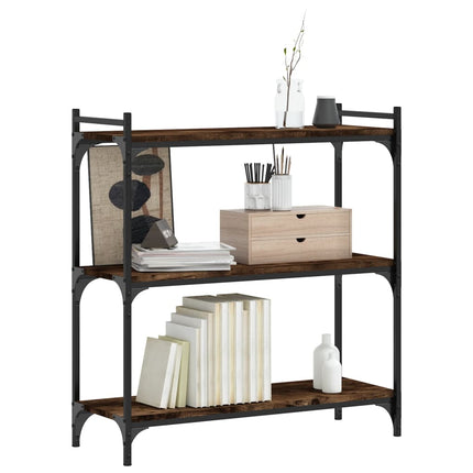 Bokhylla 3 hyllplan rökfärgad ek 80x30x86 cm konstruerat trä