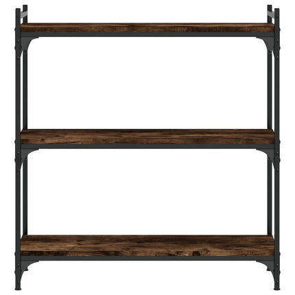 Bokhylla 3 hyllplan rökfärgad ek 80x30x86 cm konstruerat trä