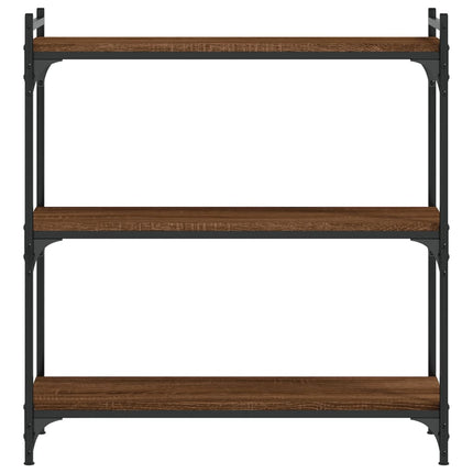 Bokhylla 3 hyllplan brun ek 80x30x86 cm konstruerat trä