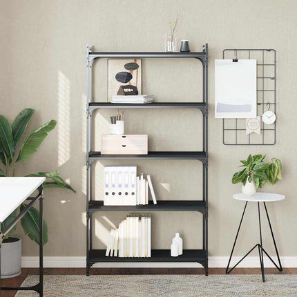 Bokhylla 5 hyllplan svart 80x30x154 cm konstruerat trä