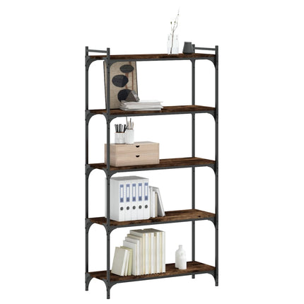 Bokhylla 5 hyllplan rökfärgad ek 80x30x154 cm konstruerat trä