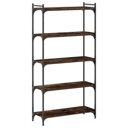Bokhylla 5 hyllplan rökfärgad ek 80x30x154 cm konstruerat trä