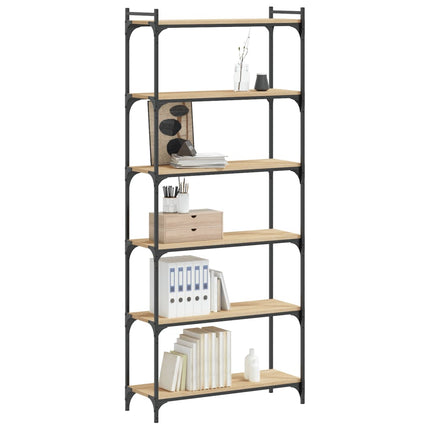 Bokhylla 6 hyllplan sonoma-ek 80x30x188 cm konstruerat trä