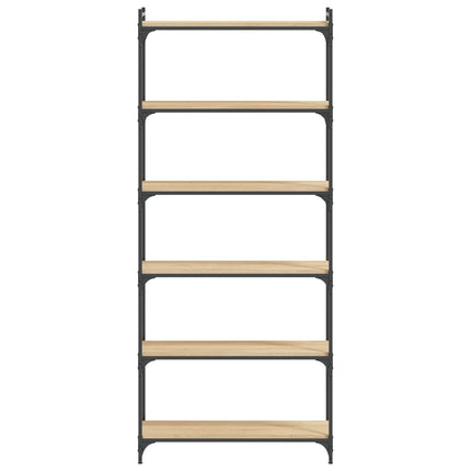 Bokhylla 6 hyllplan sonoma-ek 80x30x188 cm konstruerat trä