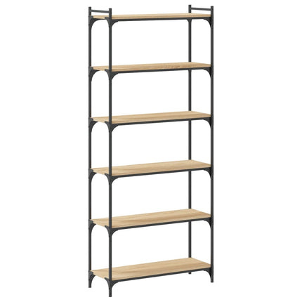 Bokhylla 6 hyllplan sonoma-ek 80x30x188 cm konstruerat trä