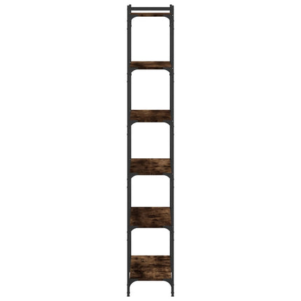 Bokhylla 6 hyllplan rökfärgad ek 80x30x188 cm konstruerat trä