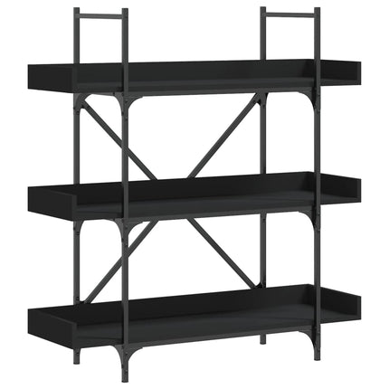 Bokhylla 3 hyllplan svart 100x33x108,5 cm konstruerat trä