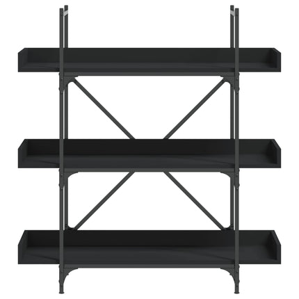 Bokhylla 3 hyllplan svart 100x33x108,5 cm konstruerat trä