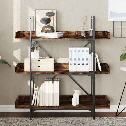 Bokhylla 3 hyllplan rökfärgad ek 100x33x108,5cm konstruerat trä