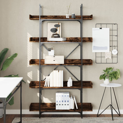 Bokhylla 5 hyllplan rökfärgad ek 100x33x180,5cm konstruerat trä