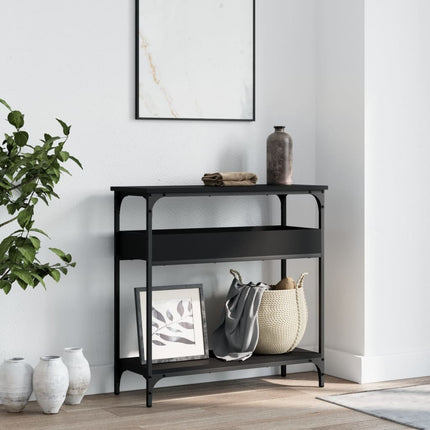Konsolbord med hylla svart 75x29x75cm konstruerat trä