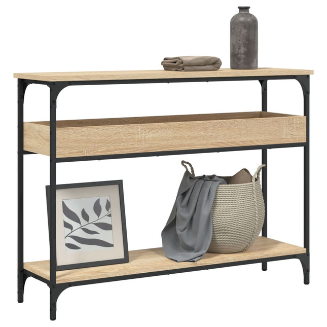 Konsolbord med hylla Sonoma Ek 100x29x75cm konstruerat trä