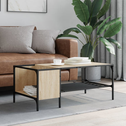 Soffbord med hylla sonoma-ek 100x51x40 cm konstruerat trä