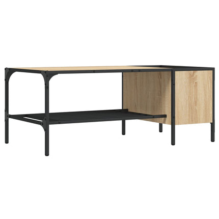 Soffbord med hylla sonoma-ek 100x51x40 cm konstruerat trä