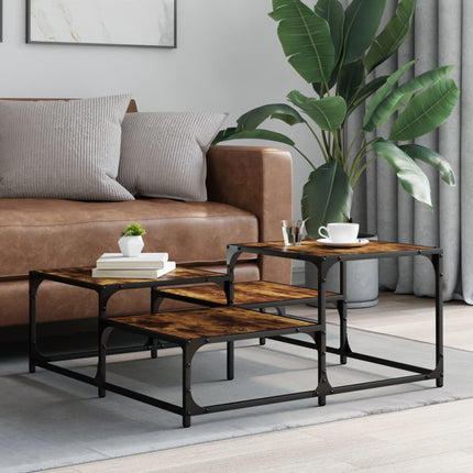 Soffbord rökfärgad ek 87,5x87,5x40 cm konstruerat trä