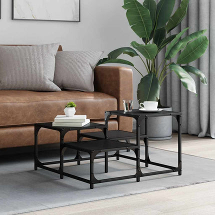 Soffbord svart 68x68x40 cm konstruerat trä
