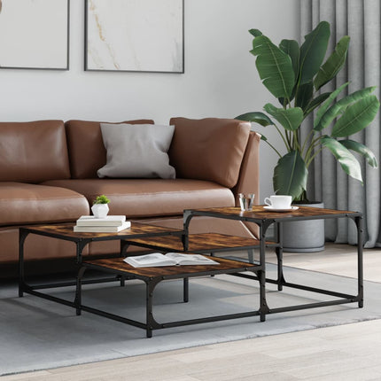 Soffbord rökfärgad ek 107x107x40 cm konstruerat trä