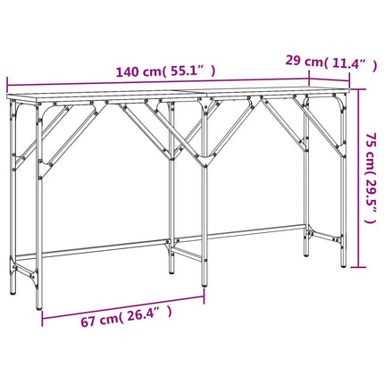 Konsolbord svart 140x29x75 cm konstruerat trä