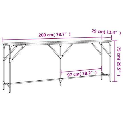 Konsolbord svart 200x29x75 cm konstruerat trä