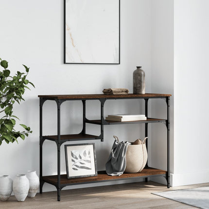 Konsolbord med hyllor brun ek 100x35x75 cm