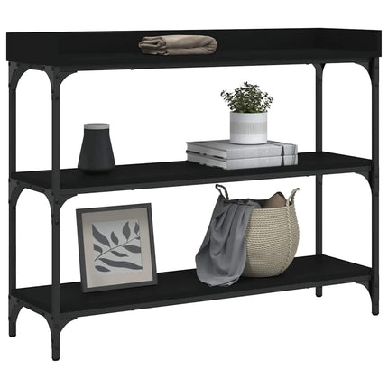 Konsolbord med hyllor svart 100x30x80 cm