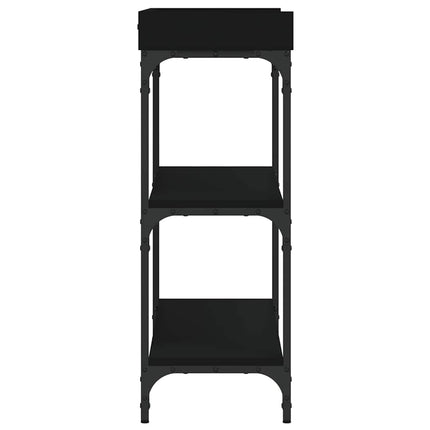 Konsolbord med hyllor svart 100x30x80 cm