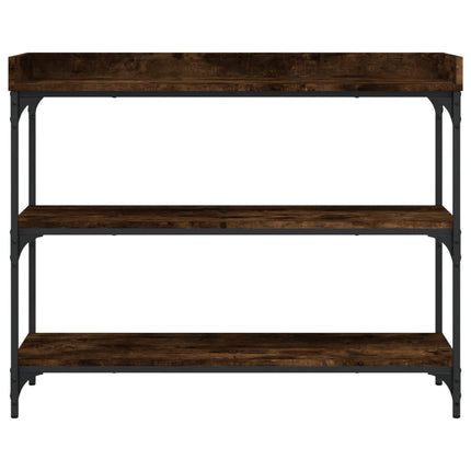 Konsolbord med hyllor rökfärgad ek 100x30x80 cm