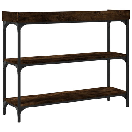 Konsolbord med hyllor rökfärgad ek 100x30x80 cm