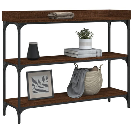 Konsolbord med hyllor brun ek 100x30x80 cm