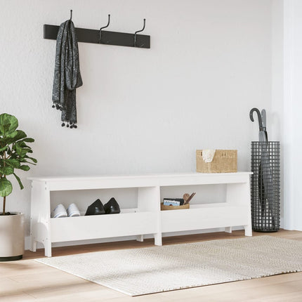Skobänk vit 160x28x45 cm massiv furu