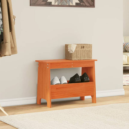 Skobänk vaxbrun 60x28x45 cm massiv furu