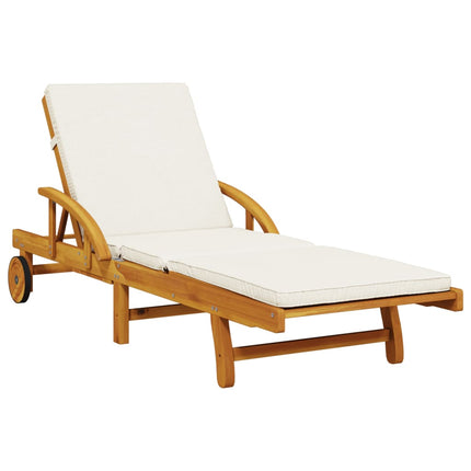 Solstolar 2 st med kuddar 200x68x83 cm massivt akaciaträ
