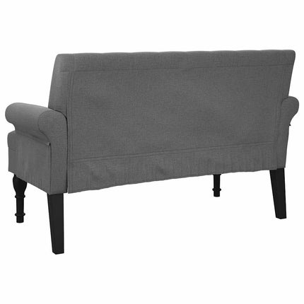 Bänk med ryggstöd mörkgrå 120x62x75,5 cm tyg